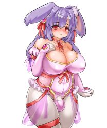 1futa animal_ears balls big_breasts breasts bulge clothed clothing dress flaccid fully_clothed fumino-chan_(kitsuan) futa_only futanari humanoid humanoid_penis kemonomimi kitsuan light-skinned_futanari light_skin long_hair penis purple_hair rabbit_ears rabbit_girl rabbit_humanoid red_eyes small_penis solo standing