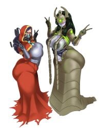 2girls adeptus_mechanicus annoyed ass ass_focus big_ass big_butt cyborg dress eyeshadow fat_ass female female_only green_eyes huge_ass hyper_ass imperium_of_man large_ass looking_at_viewer mechanical_tentacles monster_girl multiple_girls necron nightmare_waifu robe robot robot_girl robot_humanoid solo solo_female solo_focus sunnysundown techpriest text thick_ass thick_thighs thighs thought_bubble warhammer_(franchise) warhammer_40k white_background wide_hips