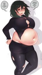 bbw belly_overhang big_belly big_female blush blush chifuyu_orimura chubby chubby_female embarrassed fat fat_ass fat_female fat_fetish fat_girl fat_woman fatty green_hair huge_belly infinite_stratos kipteitei large_female obese obese_female overweight overweight_female pig plump pork_chop pudgy_belly ripped_clothing ripped_clothing ripped_pants speech_bubble thick_thighs tubby weight_gain wobbling_belly