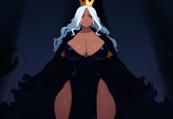 ai_generated black_clothing celestial_dragon curvy female female_only hypothetical imu_(one_piece) large_breasts mullon novelai one_piece pelvic_curtain queen red_eyes solo tenryuubito thick_thighs voluptuous voluptuous_female white_hair