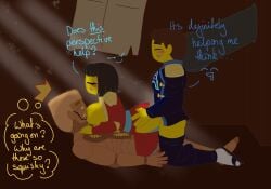 2boys1girl confused duchess_pixal echo_zane jay_(ninjago) lego ninjago nya_(ninjago) skybound_(ninjago) threesome vaginal_penetration yellow_skin zane_(ninjago)