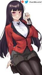 1girls artist_name asian asian_female big_breasts black_hair busty chains damobelmont jabami_yumeko kakegurui light-skinned_female light_skin painted_fingernails painted_nails red_eyes red_nails school_uniform skirt tag