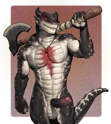 2025 4_fingers alpha_channel animal_genitalia anthro axe balls big_penis biped black_body black_penis claws countershade_torso countershading digital_media_(artwork) dragonborn_(dnd) dungeons_and_dragons erection finger_claws fingers genital_slit genitals hasbro hi_res holding_axe holding_object horn humanoid_penis_in_slit jewelry male male_anthro multicolored_body multicolored_penis muscular muscular_anthro muscular_male necklace necklace_only nude nude_anthro nude_male penis portrait red_body red_penis roamingthrough scalie solo standing three-quarter_portrait two_tone_penis white_body wizards_of_the_coast yellow_eyes