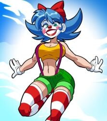 breasts busty clown clown_girl clown_makeup clown_nose giggles_the_slutty_clown rongs1234 short_top straps straps_across_chest