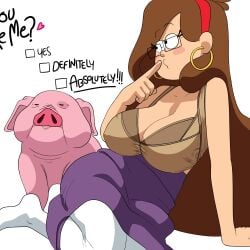 2d 2d_(artwork) 2d_artwork areolae artist_request ass bag bra breasts brown_hair disney disney_xd drpizzaboi1 female glasses gravity_falls hair inker_comics inkershike long_hair mabel_pines nipples tagme waddles