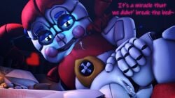 1girls 3d after_sex after_vaginal animatronic anus baby_(fnafsl) blue_eyes circus_baby circus_baby_(fnaf) circus_baby_(original) clitoris cum cum_dripping_out_of_pussy cum_in_pussy cum_inside english_text female five_nights_at_freddy's five_nights_at_freddy's:_sister_location full_color glowing_eyes joeshownsfw looking_at_viewer pussy red_hair robot robot_girl robot_humanoid solo text vagina