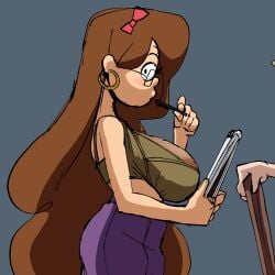 2d 2d_(artwork) 2d_artwork areolae ass bag bra breasts brown_hair disney disney_xd drpizzaboi1 female glasses gravity_falls hair inker_comics inkershike long_hair mabel_pines nipples