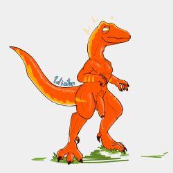 bodily_fluids cum dinosaur extinct genital_fluids hi_res male orange_body palister35 prehistoric_species reptile scalie solo