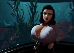 3d big_breasts bioshock bioshock_infinite boob_window breasts breasts_bigger_than_head breasts_out_of_clothes breasts_squeezed_together busty clothed dytser elizabeth_comstock elizabeth_comstock_(burial_at_sea) female female_only giant_breasts gigantic_breasts huge_boobs huge_breasts large_breasts mega_busty no_bra rapture_(bioshock) revealing_clothes