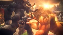 2016 3d anthro balls bloom bovine campfire cum cum_in_mouth cum_inside cum_on_face dragon-v0942 duo erection fellatio fire forest fur gay hair lens_flare lights male mammal masturbation nude open_mouth oral outside penis sex smile source_filmmaker tauren tent tongue tree video_games warcraft yaoi