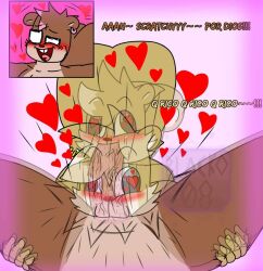 2024 anthro archy_(theblacko08) blush brown_body brown_fur digital_drawing_(artwork) digital_media_(artwork) duo ear_piercing femboy fur heart_symbol love male male/male mammal nude open_mouth oral piercing rodent sciurid scratchy_(bunnyangelbun) spanish_text text theblacko08 tree_squirrel