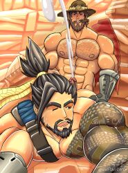 abs activision anal anal_sex bara beard biceps blizzard_entertainment boner brown_hair cole_cassidy cowboy_hat cum erection gay gay_anal gay_sex genital_fluids hanzo hanzo_shimada male male/male male_nipples male_only male_penetrated male_penetrating_male muscular_male nipples nude orgasm overwatch overwatch_2 pecs penetration penis sex wolfshirtart