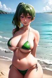 ai_generated beach big_breasts bikini sousou_no_frieren thick_thighs ubel_(sousou_no_frieren)