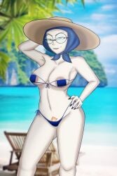 areolae_peeking bandana barely_covered_breasts beach beach_background beach_hat big_ass big_breasts big_butt bikini blind_peacock_draws blind_peacock_draws_(artist) bra bush bushy_pubes commission commission_art commissioner_upload different_eye_color glasses green_eyes grey_eyes hat lilith_clawthorne long_nails mature_female milf nipple_bulge nipples_visible_through_clothing nude_female ocean pussy_hair sfw_version small_bikini small_bra small_panties sunhat the_owl_house totoyfrost01 totoysoul white_skin witch