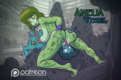 amphibian anthro anus ass balls big_penis breasts fellatio female frog green_hair grif hair handjob long_tongue male oral penis prehensile_tongue pussy sex straight tongue