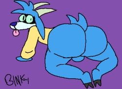 2023 2_horns 2_toes 2d_animation animated anthro ass backsack balls big_butt black_eyes blue_body blue_fur blue_hair blue_nose blue_sclera bottomless bouncing_balls bouncing_butt bovid butt_focus caprine clothed clothing feet fur furry furry_only genitals goat grey_horn hair hooves horn huge_butt looking_at_viewer looking_back loop low_res male male_only mammal pizza_tower pizzasona purple_background rear_view rolobi_(pizza_tower) shirt short_playtime simple_background sketchybun solo tail toes tongue tongue_out topwear twerking yellow_clothing yellow_shirt yellow_topwear