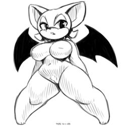 bat breasts female monochrome nipples pubic_hair pussy rouge_the_bat sonic_(series) xylas