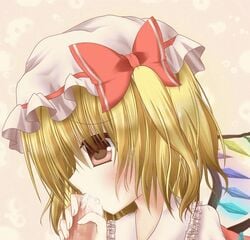 animated artist_request blonde_hair cum fellatio female flandre_scarlet hair hat headgear oral red_eyes touhou ugoira wings