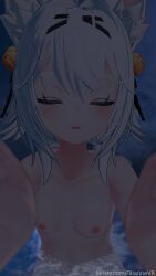 3d breasts closed_eyes fansly female female_focus female_only filian filian_(vtuber) filiannevr indie_virtual_youtuber kissing naked naked_female night nipples nude nude_female pov pov_kiss small_boobs small_breasts tagme virtual_youtuber vrchat vtuber water white_hair