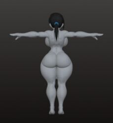 1futa 3d ass back backboob barefoot black_hair breasts colored_skin completely_nude curvy facing_away flaccid from_behind full_body futanari grey_background grey_skin huge_ass huge_breasts kneepits large_breasts long_hair monochrome nintendo nude outstretched_arms penis ponytail pussy ryanprisma3d simple_background solo spot_color spread_arms standing thick_thighs thighs uncensored wide_hips wii_fit wii_fit_trainer