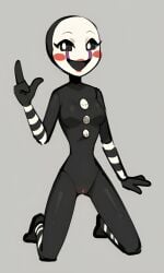 3_fingers :d ai_generated animatronic buttons eyelashes five_nights_at_freddy's five_nights_at_freddy's_2 gray_background kneeling lanky looking_at_viewer marionette_(fnaf) mask masked masked_female nude pixai puppet puppet_(fnaf) pussy red_cheeks red_lips robot robot_girl simple_background skinny slim striped_arms striped_legs ultimate_custom_night white_pupils