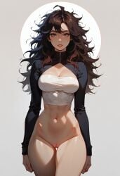 ai_generated big_breasts brown_hair cleavage female long_hair