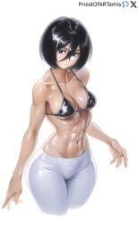 1girls abs ai_generated attack_on_titan bikini_top black_bra black_hair bra color female female_focus female_only fit fit_female medium_breasts mikasa_ackerman muscular muscular_female priestofart short_hair solo solo_female solo_focus tagme tagme_(artist) tagme_(character) white_pants wide_hips