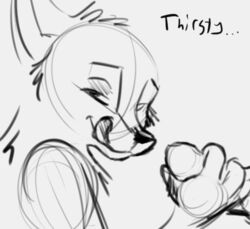 2016 black_and_white canine disembodied_penis fox half-closed_eyes handjob licking licking_lips looking_at_viewer male mammal monochrome penis sketch solo solo_focus tongue tongue_out tuke