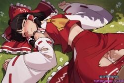 1girls 2025 after_sex after_vaginal ai_generated back_view begging clownpiece cum cum_from_pussy cum_in_pussy cum_inside female female_only hakurei_reimu horny obedience pussy reimu reimu_hakurei ripped_clothing seductive sleeping soprano_r34 touhou wet_pussy young_female