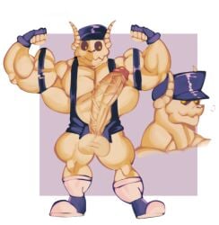 anthro bara biceps blue_mankini breasts buff flex flexing flexing_arms flexing_muscles fnf fnf_mod fnf_mods friday_night_funkin friday_night_funkin_mod horns male_only mankini muscular_male_only pecs penis_out sexy skull tabi_(homskiy) wrestling_outfit