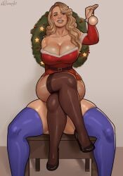 1futa 1girls big_breasts christmas christmas_outfit futa_on_female huge_breasts mariah_carey mature_female milf penny_(fortnite) rocner sitting sitting_on_penis sitting_on_person stockings tagme thick_thighs