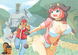 1girls 2008 5boys abe_takakazu abs big_breasts bikini blue_eyes bouncing_breasts breasts buried chasing cleavage clothed clothed_female constricted_pupils costume cow_girl cow_horns crossover dark_skin denim dugtrio female fingerless_gloves forest fully_clothed funny gloves grass hat holding holding_poke_ball hood horns human humanized humanized_pokemon humor kuso_miso_technique large_breasts looking_back machamp male master_ball meme miltank moemon multiple_boys muscle nature nintendo open_clothes open_mouth open_shirt outstretched_arm outstretched_hand parody personification pink_hair pokémon_(species) poke_ball pokemon pokemon_(game) pokemon_(species) pokemon_frlg pokemon_gsc pokemon_rgby reaching red_(pokemon) running running_away shirt short_hair sky sleeves_rolled_up straight swimsuit tail takeda_kanryuusai tears thick_thighs thighs tree underboob unzipped what white_bikini wristband yaranaika you_gonna_get_raped young zipper