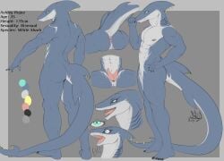 2_penises absurd_res aloy27 anthro anus claws femboy fish furgonomics furry-specific_piercing genitals hi_res humanoid mackerel_shark makeup male marine model_sheet multi_genitalia multi_penis muscular muscular_male penis piercing shark solo tail tail_piercing thick_thighs white_shark