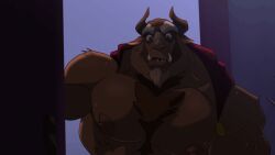 2d 2d_animation abs animated balls beast_(disney) beauty_and_the_beast biceps big_balls big_penis bulge clothing disney male male_nipples male_only maloba manly muscular_male nipples pecs penis precum precum_drip sweat sweating