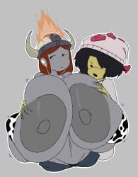 1boy1girl 4four44 annoyed_expression breast_grab groping groping_breasts groping_from_behind huge_breasts roblox