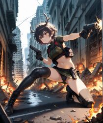 ai_generated antlers black_hair captainmegu cute elf elf_ears female provocative_pose pussy red_eyes seductive seductive_expression short_hair suggestive sultry teasing usebackdooronly