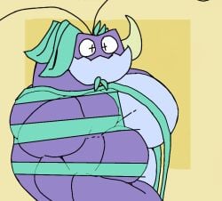 1boy anthro bara biceps boy buff edited_art edited_image frog gay green_mankini junco_(messy_slimey) looking_at_viewer male_only mankini muscular muscular_male only_male pecs plants purple_body purple_skin sexy stolen_art turquoise_mankini vines yellow_background