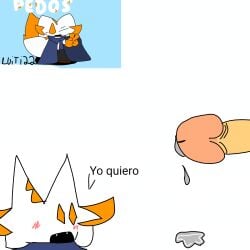 :0 big_penis cum cum_in_floor elpedosxd furry furry_tail luiti22 orange_eyes reference_image spanish_text youtuber_boy