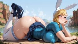 1girls adventure_time ai_generated big_areola big_ass big_breasts big_nipples big_thighs blue_eyes blush bubble_ass cartoon_network day daytime erect_nipples eyebrows eyelashes female fionna_and_cake fionna_the_human_girl fully_clothed heels hi_res high_resolution highres huge_areolae huge_ass huge_breasts huge_thighs large_breasts looking_at_viewer lying massive_ass massive_breasts massive_thighs outdoors outside platform_heels puffy_nipples side_view skirt smug solo stable_diffusion stockings sweat sweatdrop sweating sweaty sweaty_ass sweaty_body sweaty_breasts synthneon thick_ass thick_thighs tight_clothing visible_areolae visible_nipples