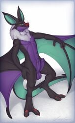 1boy animal_genitalia animal_penis anthro diphallia diphallism dreiker erection hemipenes human_genitalia humanoid_penis male male_only multi_penis nintendo noivern penis pokemon pokemon_(species) pose solo uncut