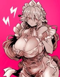 1girls artist_request fully_clothed maid maid_dress tagme voluptuous