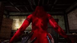 1female 1male 1male1female akilandi argonian point_of_view pov red_body red_eyes red_hair reverse_cowgirl_position succubus succubus_horns tagme video video_game_character