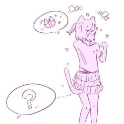 ? animal_tail cat_girl cat_tail catgirl doki_doki_literature_club fake_tail heart hearts kentylevel natsuki_(doki_doki_literature_club) skirt tail unaware