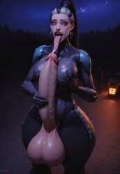 ai_generated autofacial bodysuit civitai cum cum_in_mouth cybernetics eleanor_nightingale futanari hi_res holding_penis huge_balls huge_cock large_breasts long_tongue masturbation myth1c2 nyx_(warframe) open_mouth ponytail purple_eyes sharp_teeth thick_penis tongue tongue_out veiny_penis video_game video_game_character warframe warframe_1999