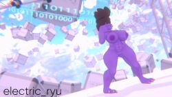 breasts dancing deltarune electric_ryu susie_(deltarune) vrchat vrchat_avatar watermark