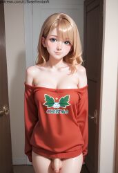 ai_generated blonde_hair blue_eyes dickgirl femboy otoko_no_ko penis trap yaoi