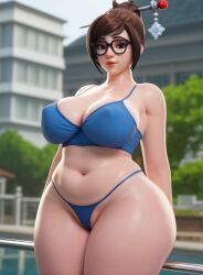 1female 1girls 3d ai_generated asian_female bbw belly big_breasts bikini blizzard_entertainment blue_bikini breasts brown_eyes brown_hair brown_hair busty cameltoe chubby chubby_female curvaceous curvy curvy_body curvy_female curvy_figure curvy_hips eye_contact eyewear fat female female_focus female_only fremorg glasses hair_bun hair_ornament hip_dips hips huge_ass huge_breasts large_ass large_breasts light-skinned_female light_skin looking_at_viewer mei_(overwatch) mei_ling_zhou navel nipple_bulge outdoors overwatch overwatch_2 posing presenting skimpy skimpy_clothes standing thick thick_ass thick_legs thick_thighs voluptuous voluptuous_female wide_hips