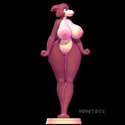 1:1 3d 3d_modeling 3d_print 5_fingers anthro ass beastars big_breasts big_butt blue_eyes breasts brown_body canid canine canis digital_media_(artwork) ears_down female fingers fist fur hi_res juno_(beastars) looking_back lowered_tail mammal nipples nonotoys pinup pivoted_ears pose simple_background smile solo stage standing tall wolf