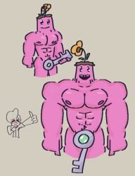 anthro bara biceps buff dipster flower flower_on_head grabbing_penis key male male_only msm muscular muscular_anthro muscular_arms muscular_male muscular_pecs my_singing_monsters my_singing_monsters:_dawn_of_fire only_male pecs pink_skin sexy stolen_art unknown_artist yellow_flower