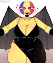 1girls amogus_reference artist_name artist_signature bat_wings big_breasts big_hips big_thighs black_clothing blood blood_in_mouth blood_on_breasts countryhumans countryhumans_girl female female_focus female_only heterochromia kak0yt0_chel looking_at_viewer meta:amogus_reference panties red_panties romania_(countryhumans) slightly_chubby_female solo_female solo_focus source standing twitter_link twitter_username vampire vampire_girl wenn_die_soldaten